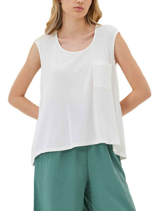 Namaste Women's Summer Blouse Short Sleeve with Smile Neckline White