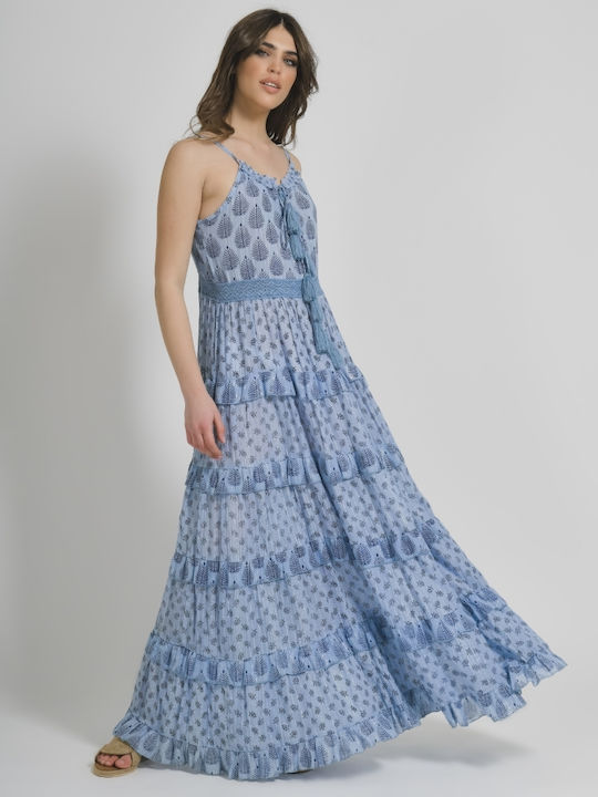 Ble Resort Collection Maxi Dress with Ruffle Blue