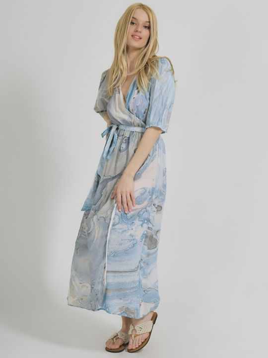 Ble Resort Collection Maxi Φόρεμα Κρουαζέ Μπλε