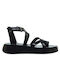 Ace Leather Women's Flat Sandals in Black Color