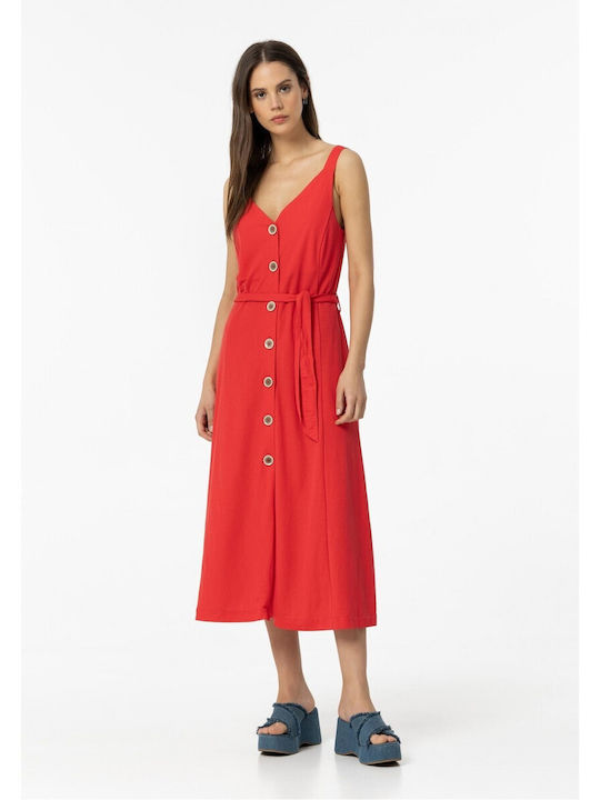 Tiffosi All Day Spaghetti Strap Dress Red , Relaxed Fit