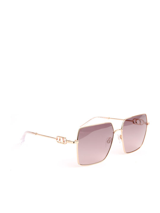 Trussardi Damen Sonnenbrille mit Rose Gold Metall Gestell und Rosa Verlaufsfarbe Linse