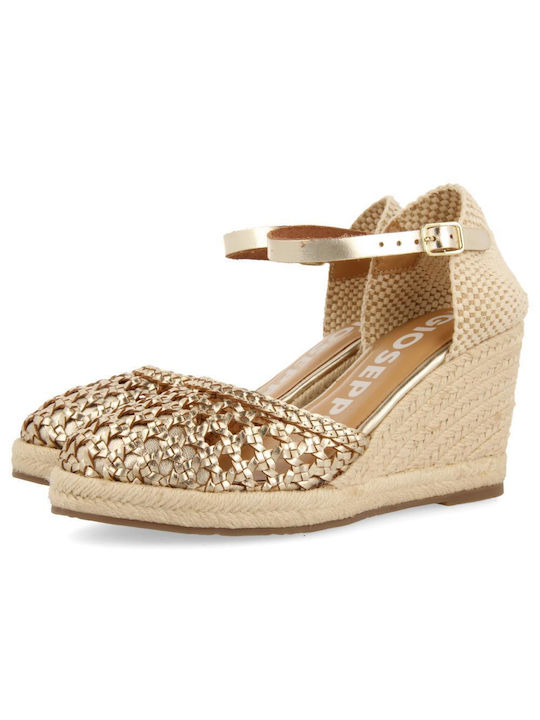 Gioseppo Women's Leather Platform Espadrilles Gold