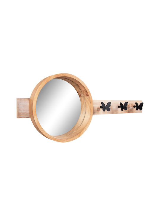Καθρεπτης Τοιχου Στρογγυλος Fb94222 Fir Wood&mdf-black Metal 80x6,5x30,5υεκ.