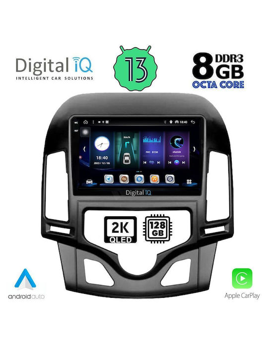 Digital IQ Car-Audiosystem für Hyundai i30 2007-2012 mit Klima (Bluetooth/USB/AUX/WiFi/GPS/Apple-Carplay/Android-Auto) mit Touchscreen 9"