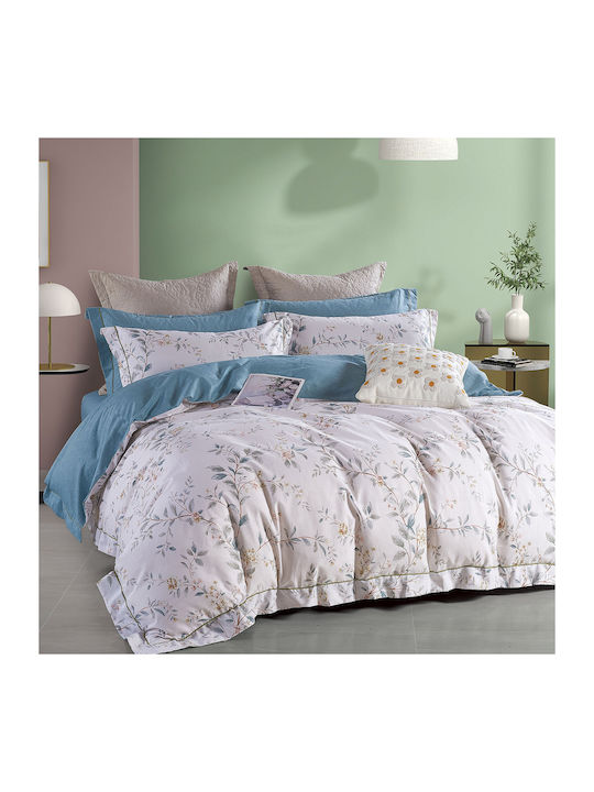 Beauty Home Duvet Cover Set Cotton Satin King with 2 Pillowcases 230x250 Art 12208 Curie Petrol