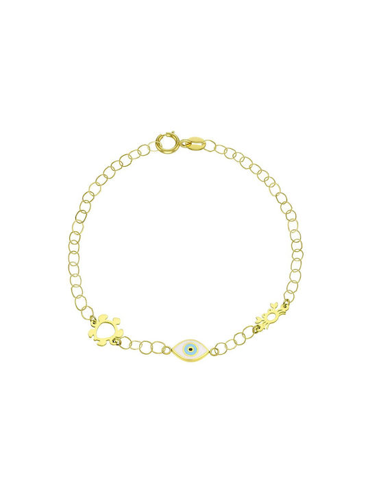 Olvios Kids Bracelet from Gold 9K with Evil Eye