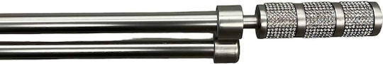 To megalo pazari Extendable Metallic Curtain Pole Double with Rod Φ19mm 160-300cm Silver Matt