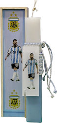 Easter Candle 24d007 Football Messi Plexiglass Candle Set With Wooden Box 28x7x5 Cm 003347 Gerakis