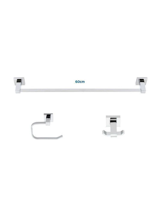 Import Hellas Inox Bathroom Accessory Set Silver 3pcs