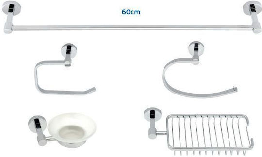 Import Hellas Bathroom Accessory Set Inox Silver 5 Pieces