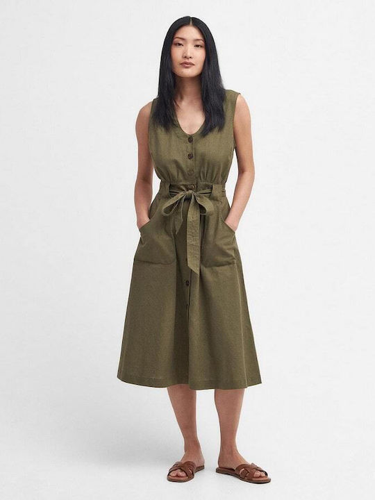 Barbour Summer Midi Dress Khaki