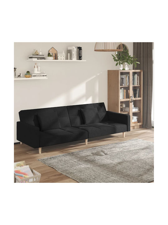 Canapea Cu Două Locuri Pat Negru Cu Perne Decor...