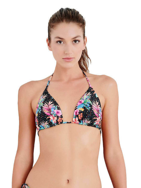 Triangle Triangle Bikini BH Doppelseitiger Bikini Bikini mit Blumenmuster Blu4u 23366010 - Schwarz - Schwarz, 4