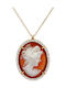 Колие Cameo Жълто злато K14 и камъни с кубичен цирконий 17491n