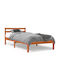 Κρεβάτι Μονό από Μασίφ Ξύλο Καφέ με Τάβλες για Στρώμα 75x190cm