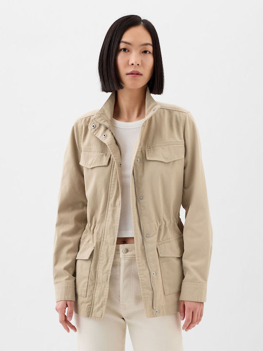GAP Women's Long Lifestyle Jacket for Winter Brown