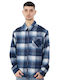 Overshirt Mânecă Lungă Carou Albastru