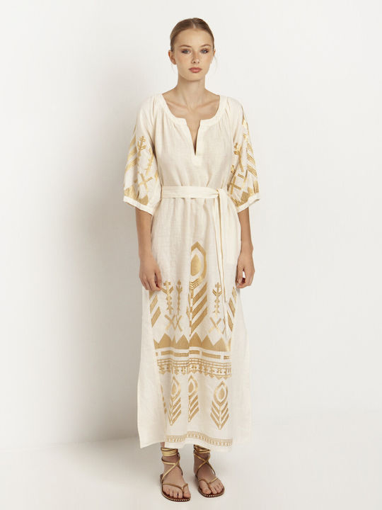 Greek Archaic Kori Sommer Maxi Kleid Weiß