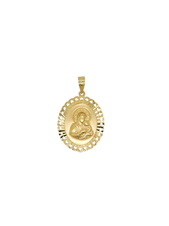 Xrisokosmima Pendant Kids Talisman with Virgin Mary from Gold 14K FL461A