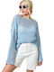 Potre Women's Blouse Cotton Long Sleeve Blue