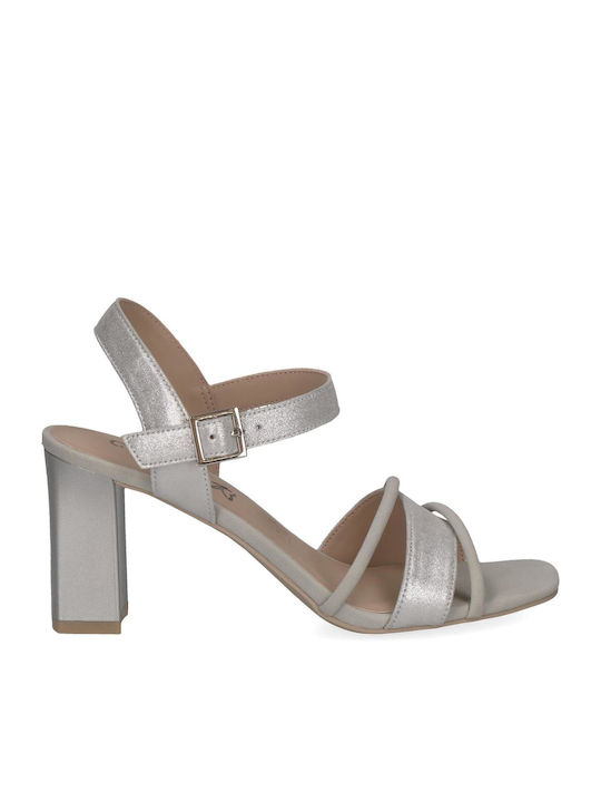 Caprice Leder Damen Sandalen in Silber Farbe