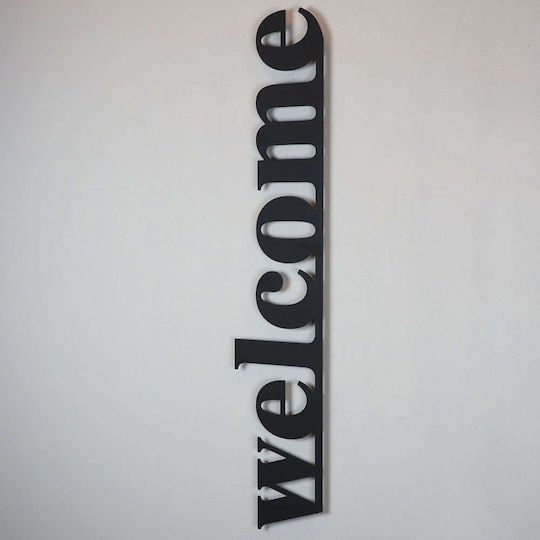 Wallity Decorative Silhouette Welcome Black Metal 98x18cm
