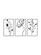 Wallity Decorative Silhouette Flowers Black Metal 78x39cm 3 Pieces