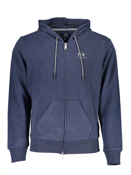 La Martina Men's Sweatshirt Jacket with Hood and Pockets Blue