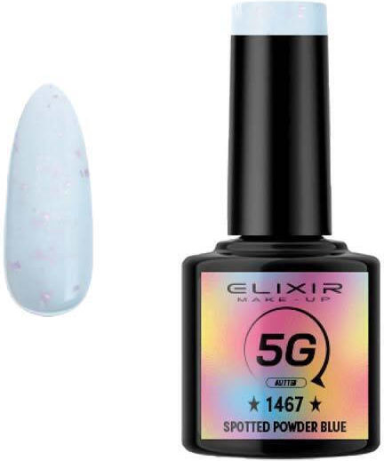 Elixir Semi Semipermanent Lac de Unghii Powder Blue 1467 cu Glitter 8ml 5gr 1buc