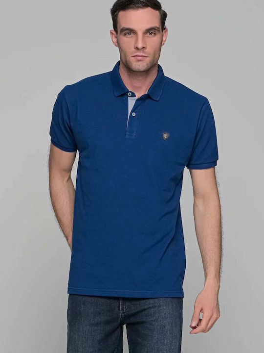 Everbest Men's Short Sleeve Blouse Polo Blue