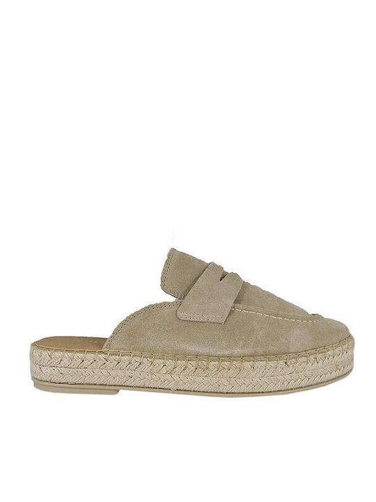 Ragazza Flat Suede Mules σε Μπεζ Χρώμα