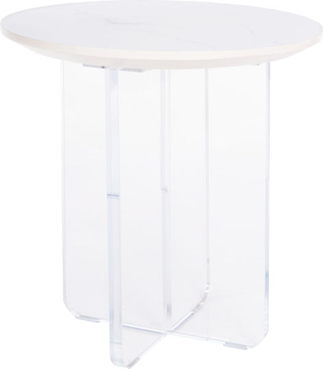 Round Side Table Acrylon Glass White M40xL40xH41cm