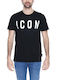 Icon T-shirt Bărbătesc cu Mânecă Scurtă Negru