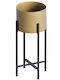 Aberto Design Ghiveci Metalic Negru cu suport 23x23x48εκ.