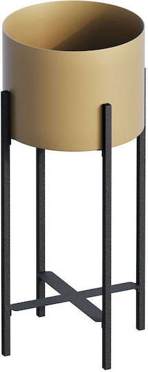 Aberto Design Саксия Металик Черен Със стойка 23x23x48εκ.