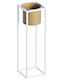 Aberto Design Ghiveci Metalic Alb cu suport 15x15x50εκ.