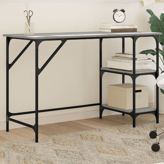 Desk Wooden Gray with Metal Legs 120x50x75cm