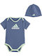 adidas Essentials Set Babystrampler Kurzärmelig mit Mütze Blau 2Stück