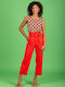 Women's High-waisted Chino Trousers Slim Fit Red