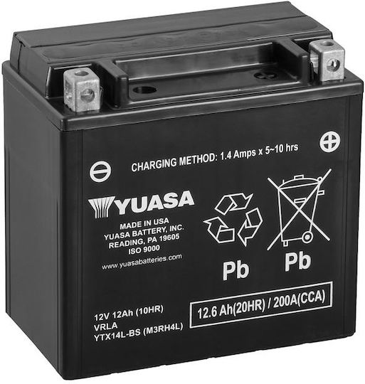 Ytx14l-bs Baterie pentru motociclete Yuasa Usa 12.6ah 200a