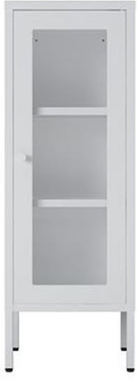 Living Room Display Cabinet from Metal with Windowed White 40x40x102cm