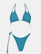 Bikini Set Triangle Top & Slip Bottom Blue