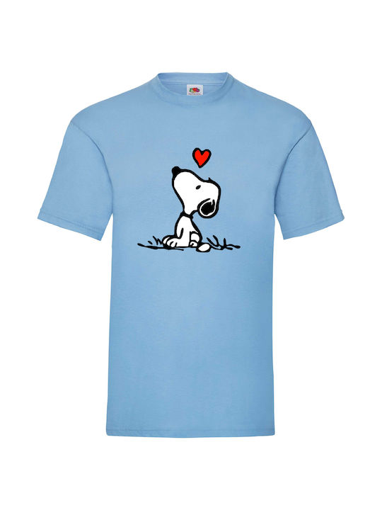 Fruit of the Loom Snoopy Love Original T-shirt Blue Cotton
