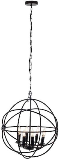 Artekko Lustră Negru pentru 6 Becuri E14, E.14 53x53x50cm.