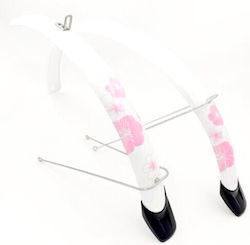 Vkt Kids 20''' Bicycle Leafs Set With Antirrids White With Pink Flowers