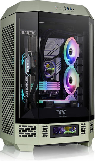 Thermaltake The Tower 300 Gaming Micro Tower Computer Case with Side Window and RGB Lighting Matcha Green