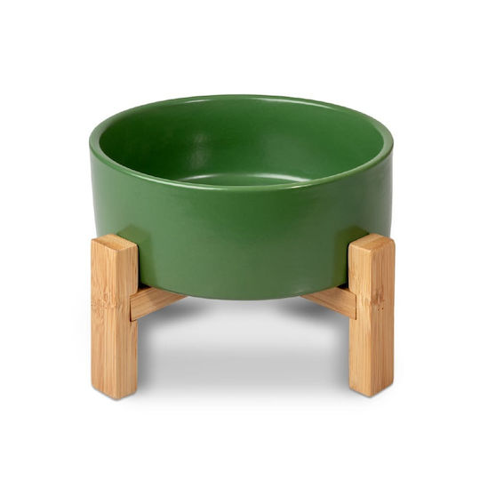 Glee Ceramic Bowl Food & Water for Dog & Cat with Base 400ml in Green Color