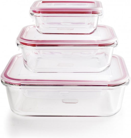 Ibili Set of Transparent Glass Lunch Boxes 3 Pieces