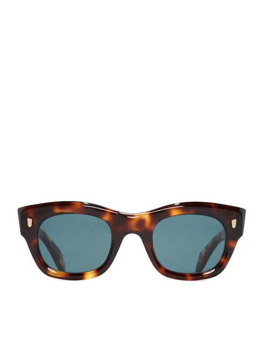 Unisex Sonnenbrille mit Braun Schildkröte Kunststoff Gestell und Blau Linse